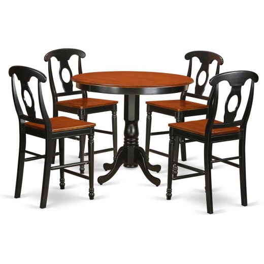 5 Pc Counter Height Table And Chair Set - High Top Table And 4 Kitchen Bar Stool