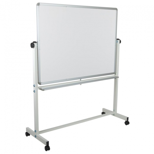 53"W x 62.5"H Double-Sided Mobile White Board with Pen Tray - Flash Furniture