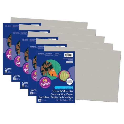 Gray Construction Paper - 12" x 18", 250 Sheets Total