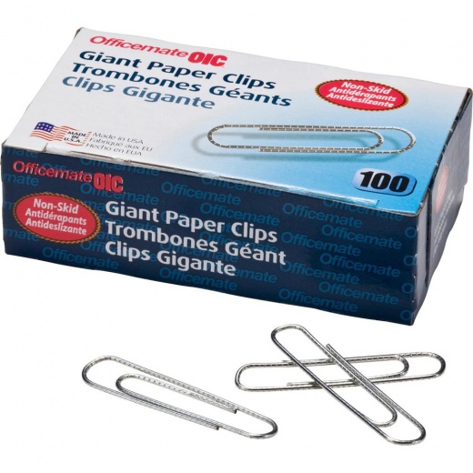 Officemate Giant Non-Skid Paper Clips - Jumbo Size
