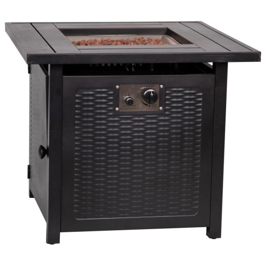 28" Propane Gas Fire Pit Table with Stainless Steel Tabletop - Black