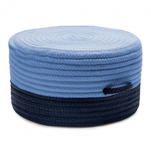 Color Block Pouf Navy/Blue 20"X20"x11" - Colonial Mills