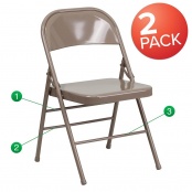 NPS 2300 Series Deluxe Fabric Premium Folding Chair, Pack of 4, Beige