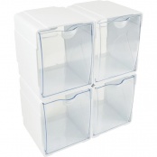 Stackable Caddy Organizer, Small, Plastic, 4.33 x 4 x 4.38, White