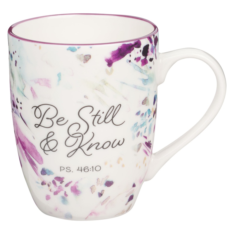 Mug Purple Abstract Be Still Ps. 46:10