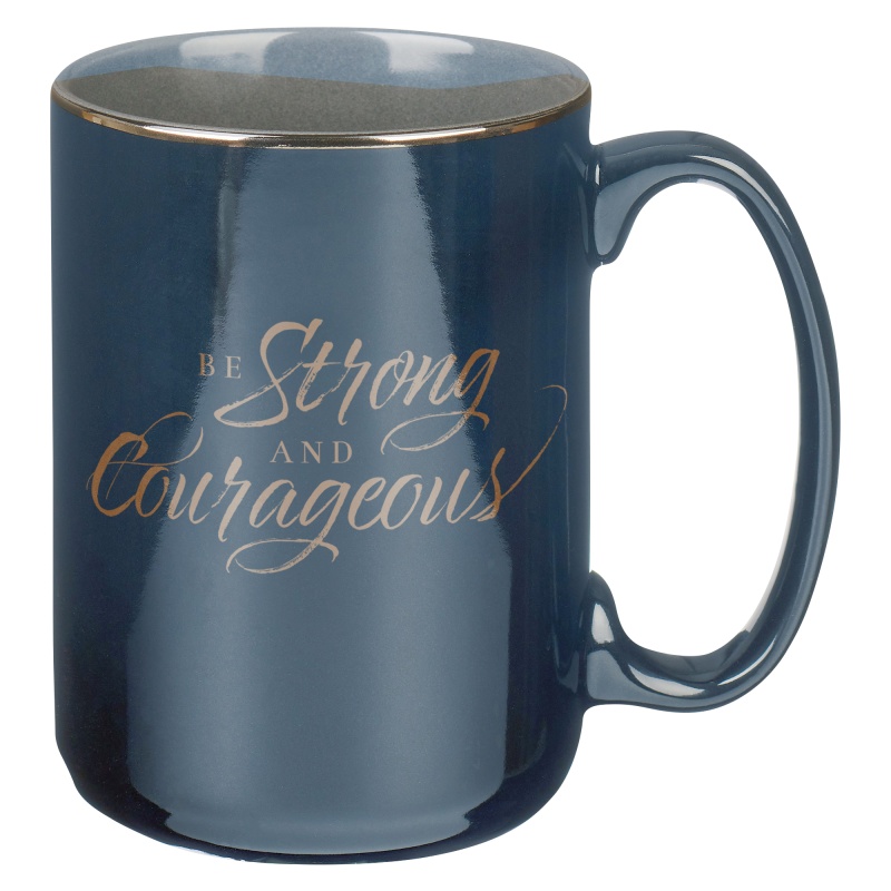 Be Strong and Courageous Navy Ceramic Mug