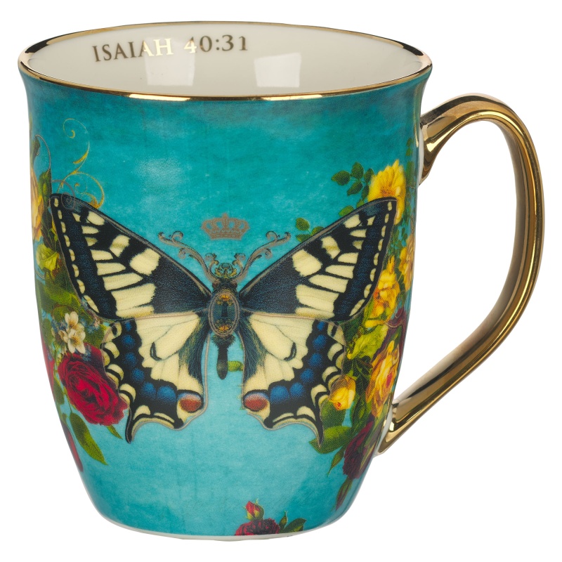 Mug Teal/White Butterfly Hope Isa. 40:31
