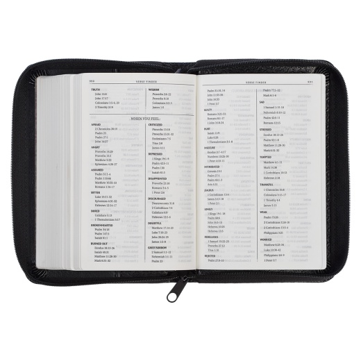 Kjv Bible Mini Pocket Faux Leather, Black W/Zipper