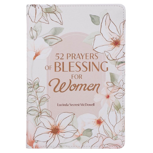 52 Prayers of Blessing for Women - White Floral Faux Leather Prayer Book