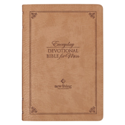 Tan Faux Leather NLT Everyday Devotional Bible for Men