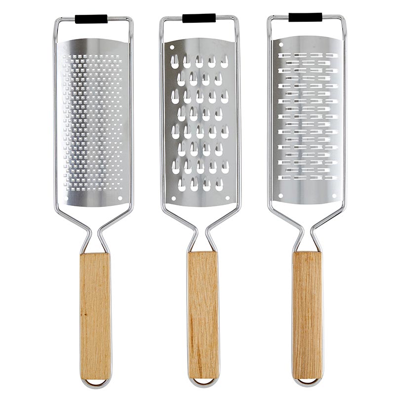 Stainless steel cheese grater, acacia wood cheese grater box