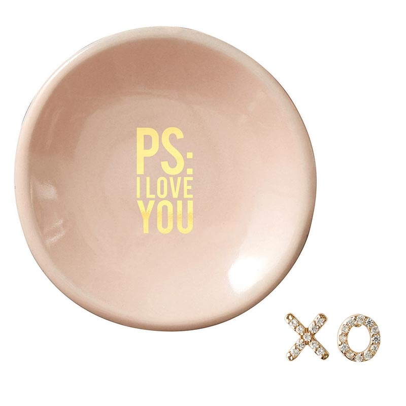 Ceramic Ring Dish & Earrings - Ps I Love You