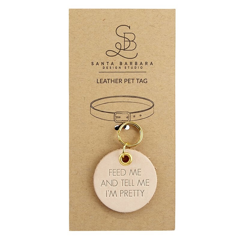 Leather Pet Tag - Feed Me