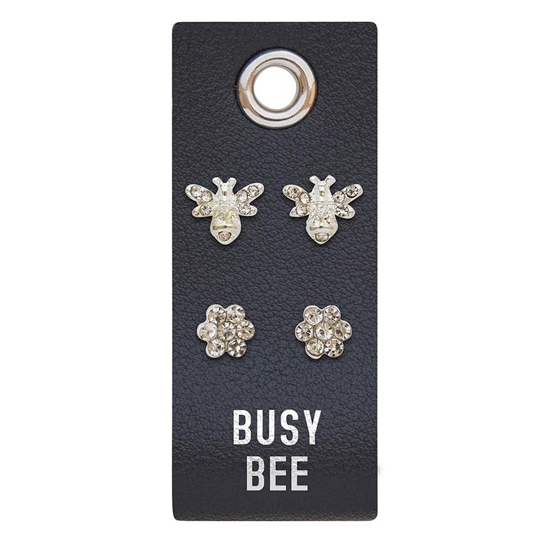 Silver Stud Earrings - Busy Bee
