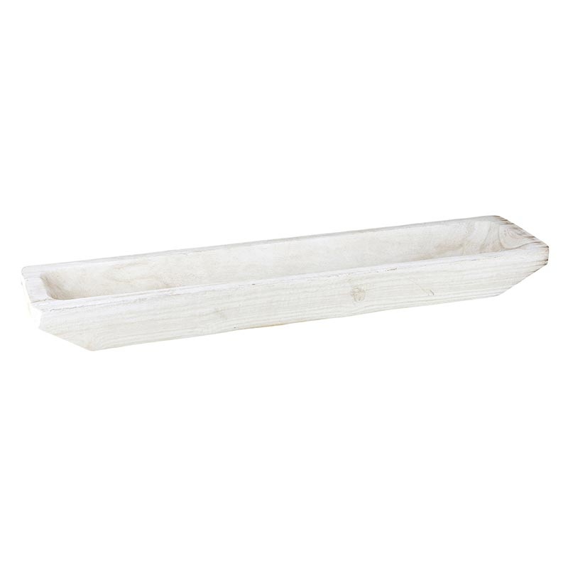 Paulownia Wood Rectangle Tray - White