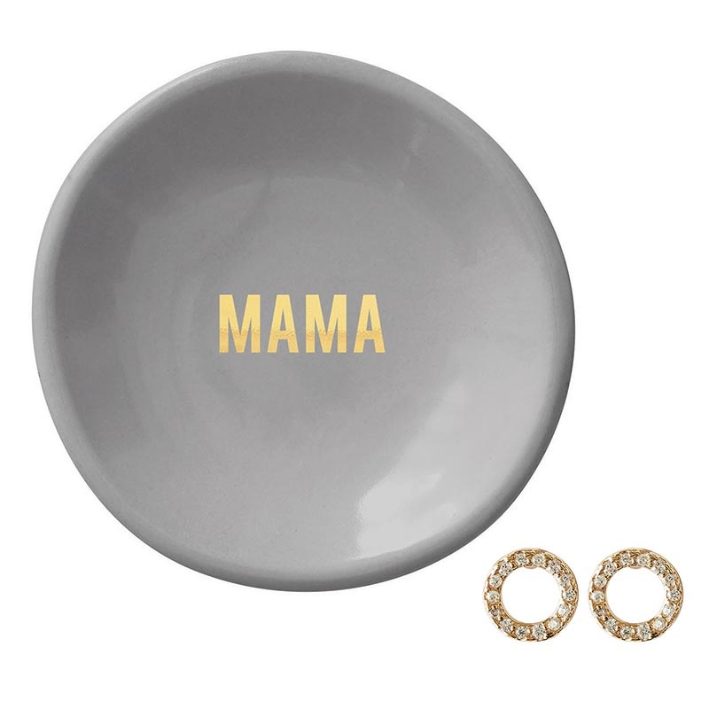 Ceramic Ring Dish & Earrings - Mama
