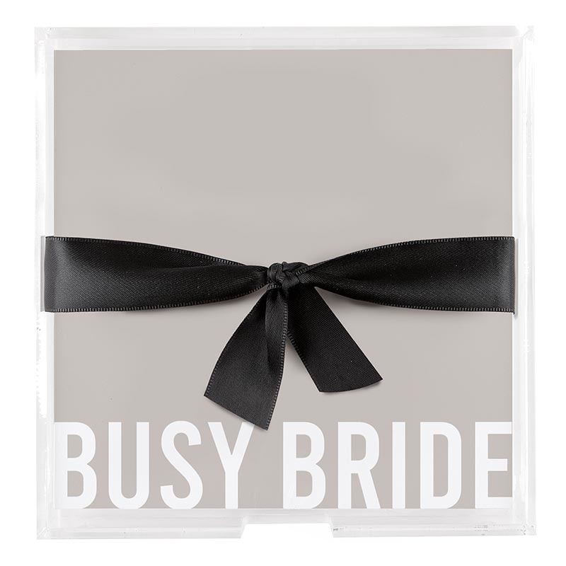 Square Notepaper In Acrylic Tray - Busy Bride