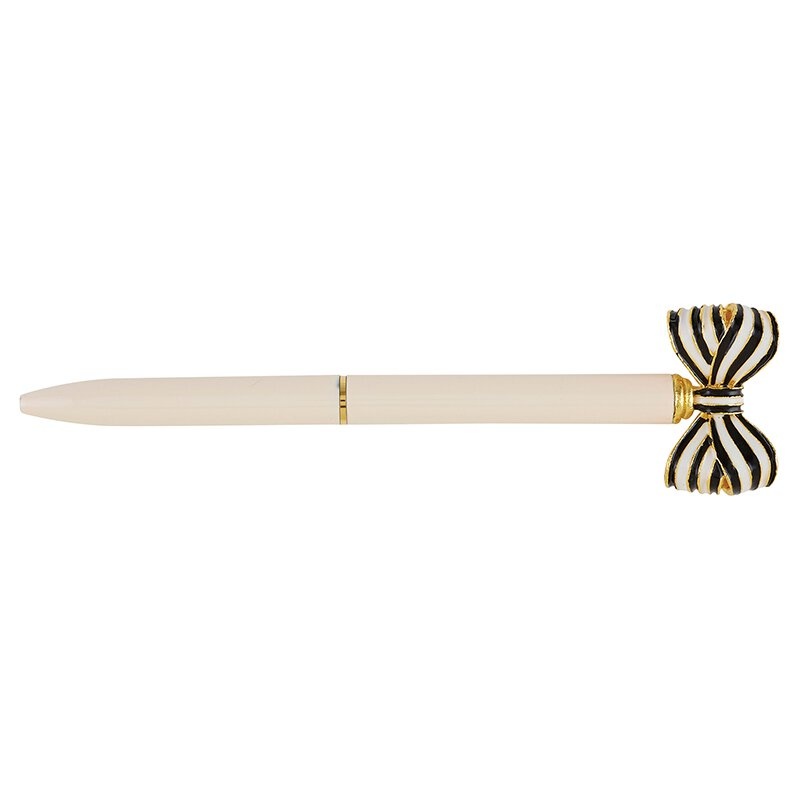 Striped Bow Pen - Blush