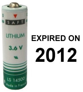 Saft Ls14500 Aa Size 3.6V 2250 Mah Li-Soci2 Battery, Exp. Date 2012