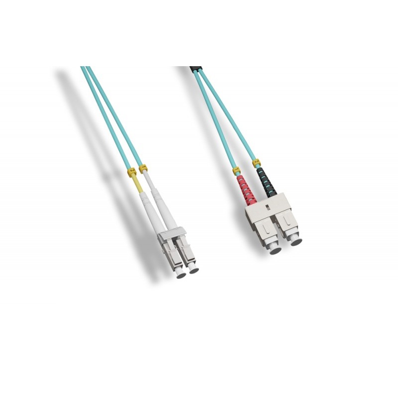 Lc/Upc To Sc/Upc Om4 Duplex Fiber Optic Patch Cable, 50/125