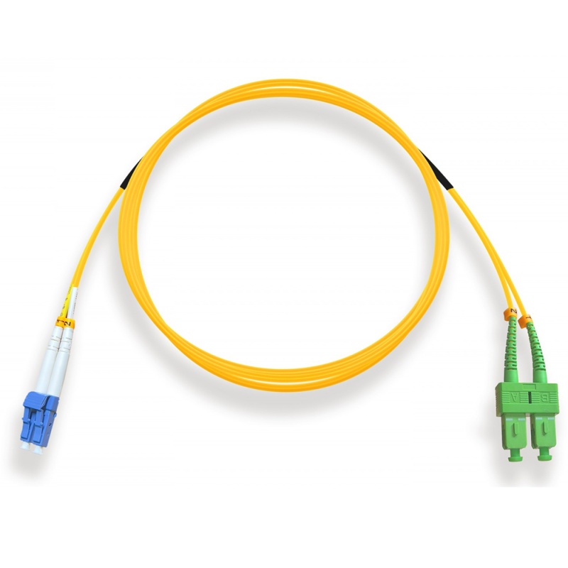 Lc/Upc To Sc/Apc Os2 Duplex Fiber Optic Patch Cable, 9/125