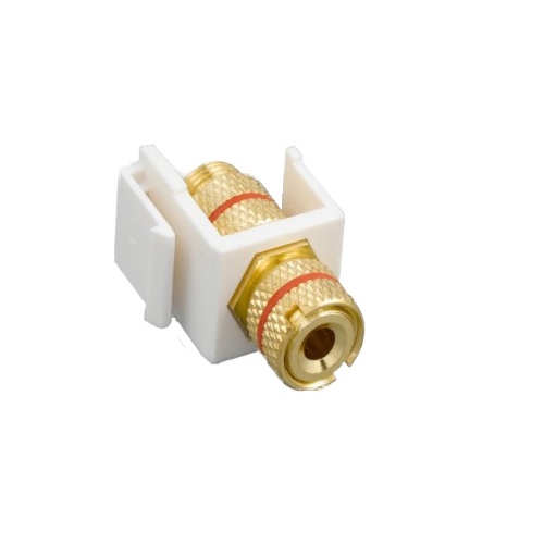 White Keystone Insert, Banana Plug/Binding Post (Red)