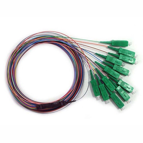12 Fiber Ribbon Pigtail, Singlemode, Green Boot SC/APC, 3m