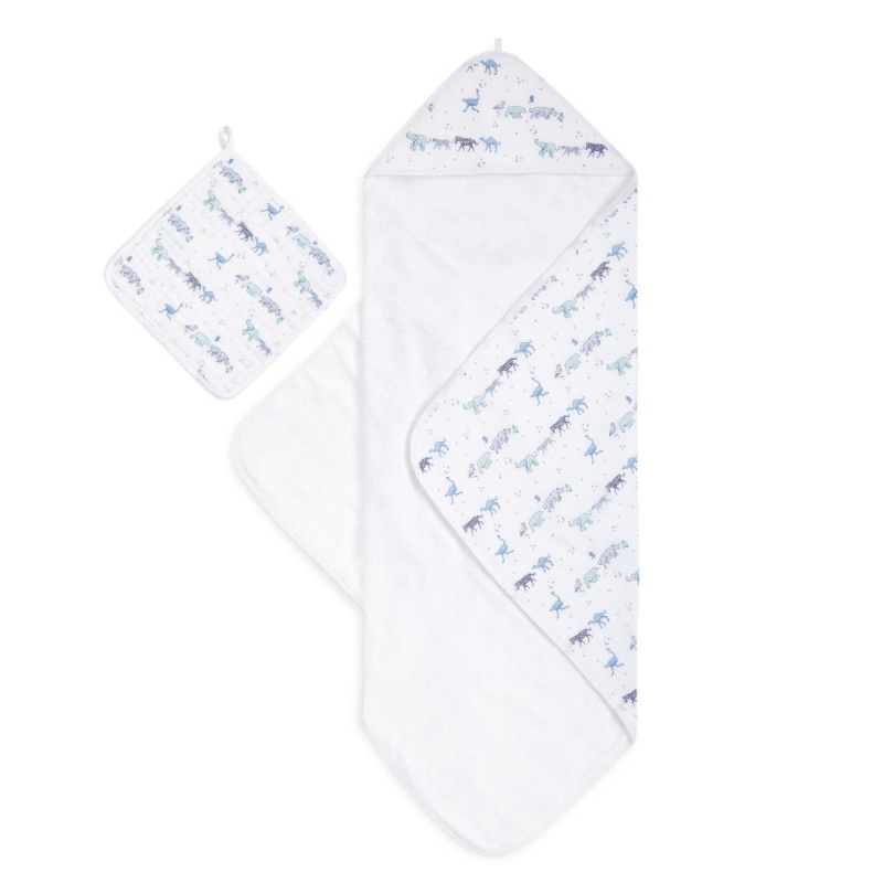 Boutique 100% Cotton Oversized Muslin Backed Towel + Washcloth Set