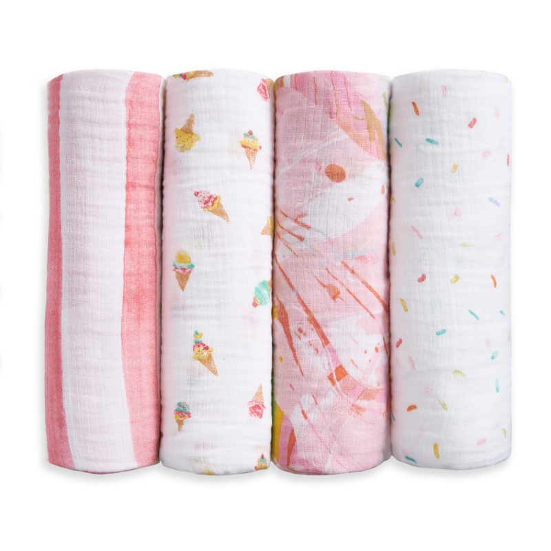 Essentials Cotton Muslin Swaddle Blanket 4 Pack