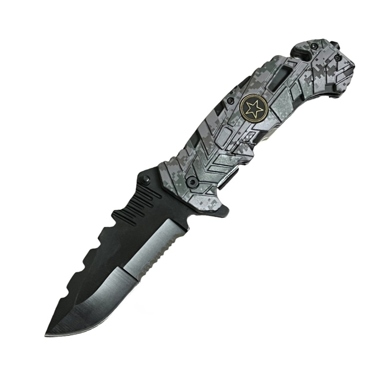5" Spring Assisted Knife With Camo Nylon Fiber Handle