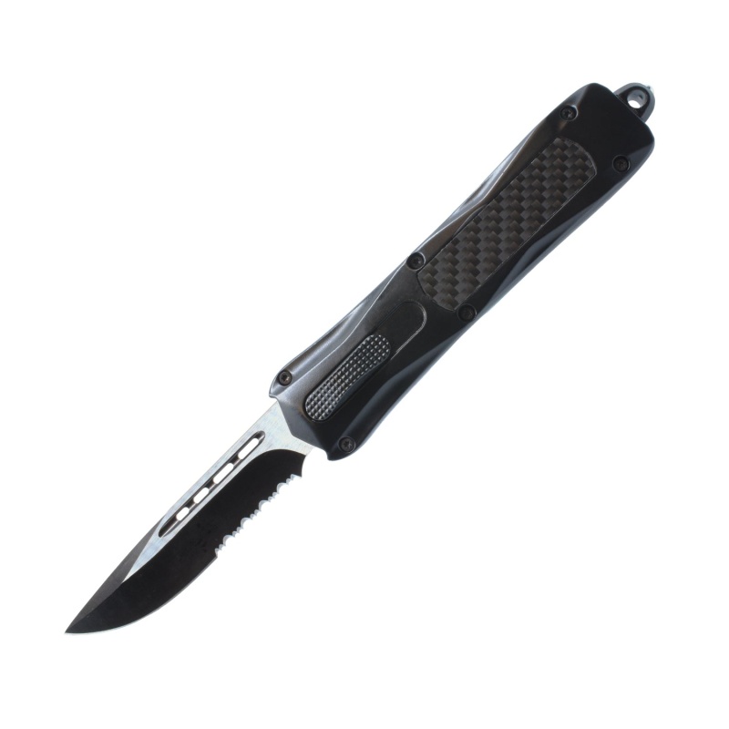 Carbon Fiber Automatic Otf Knife W/ Belt Clip