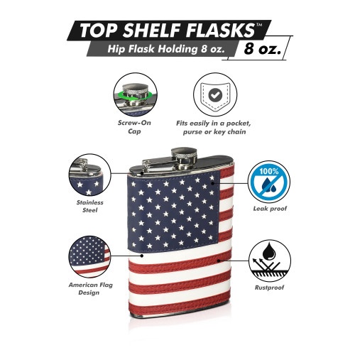 8Oz Stitched American Flag Flask