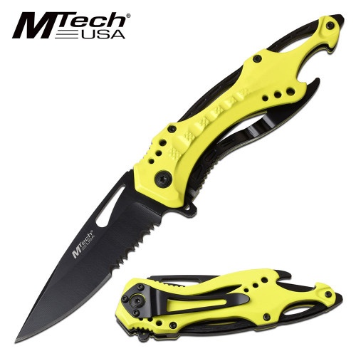 Mtech Knife With Neon Yellow Handle