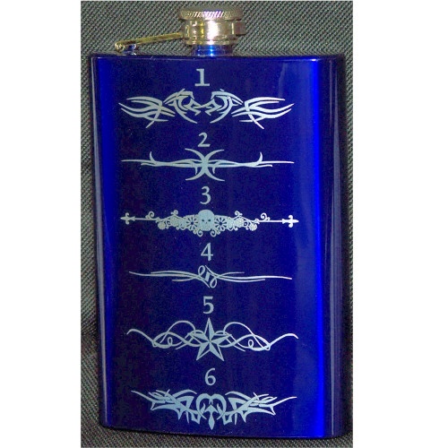 Personalized Electric Blue Engraved Flask