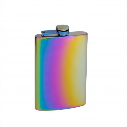 8Oz Rainbow Colored Hip Flask