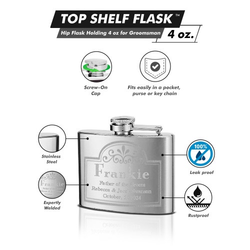 4Oz Personalized Engraved Custom Hip Flask