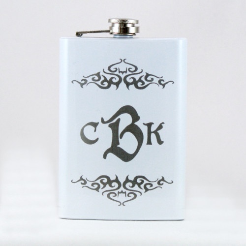 Personalized White 8Oz Hip Flask