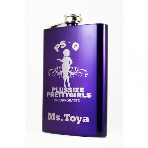Engraved Electric Purple Hip Flask