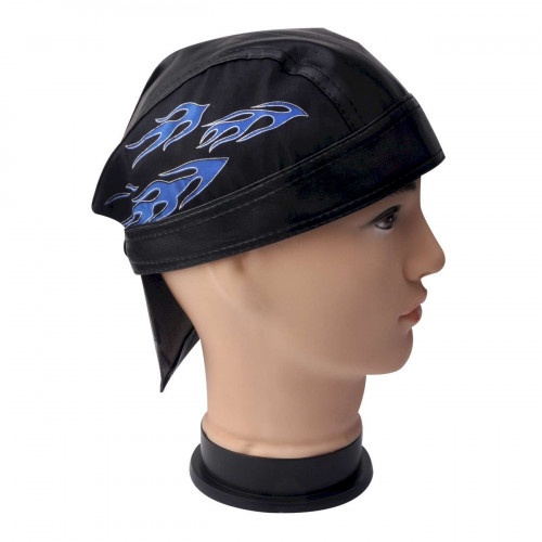 Blue Flame Faux Leather Do Rag