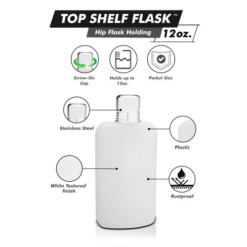 12Oz Plastic Flask With Shot Cup Stainless Steel Lid