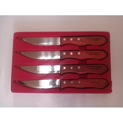Steak Knives - 1.5Mm Thick Blades - Top Grade Stainless Steel - 5" Coated Wood Handles - Engravable For Personalized Gift - Set Of 4