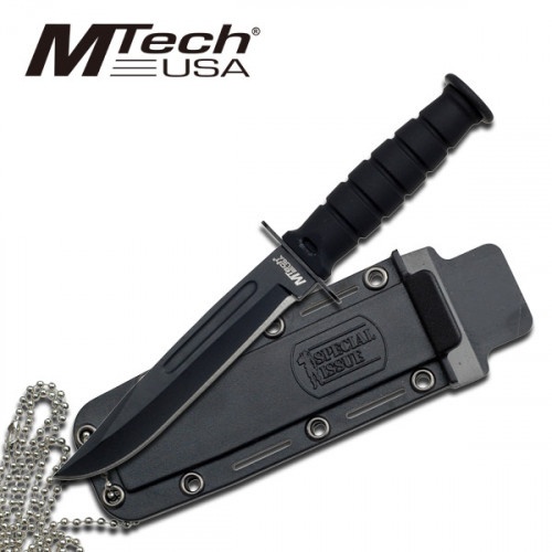 Mtech Usa Blood Groove Blade With Sheath And Neck Chain Color: Deep Black Db