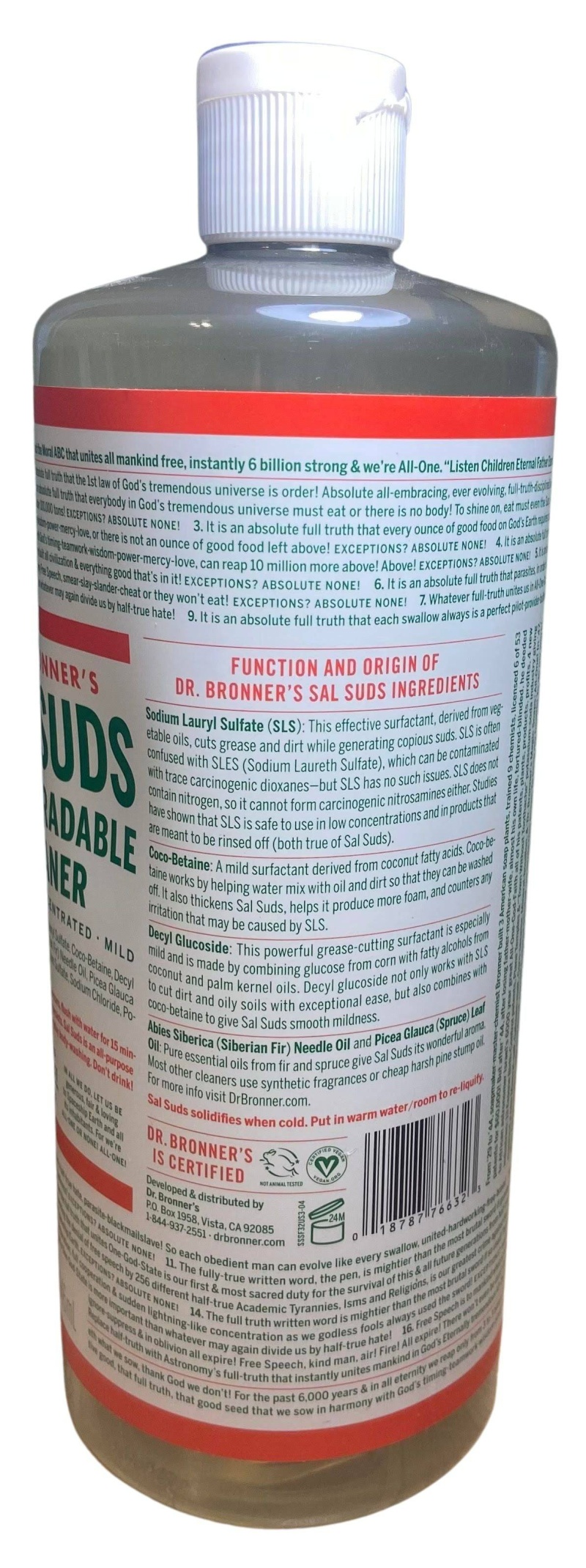 Dr. Bronners Sal Suds Biodegradable Cleaner Concentrated