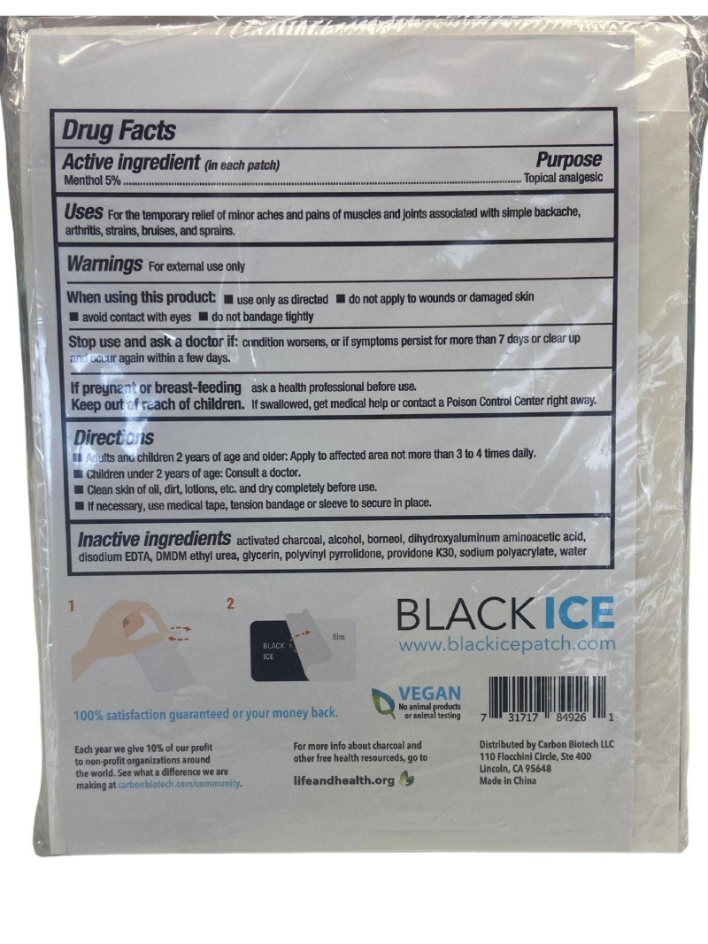 Black Ice Medicated Patches Menthol 5%