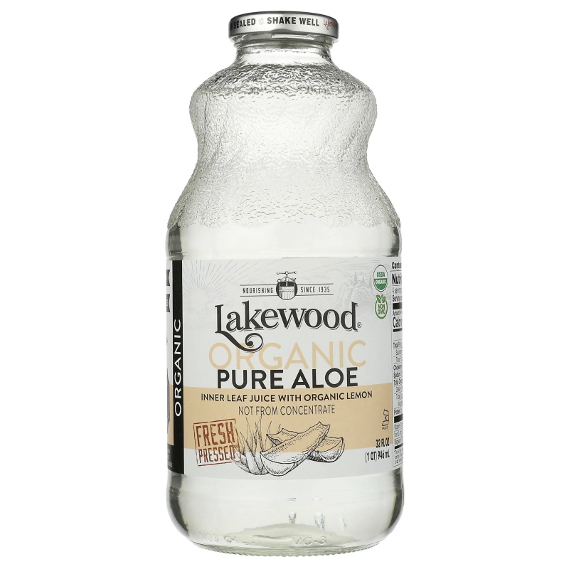 Organic Aloe Juice (Lakewood Organic Juice) - Inner Fillet Juice W/Lemon - 32 Oz