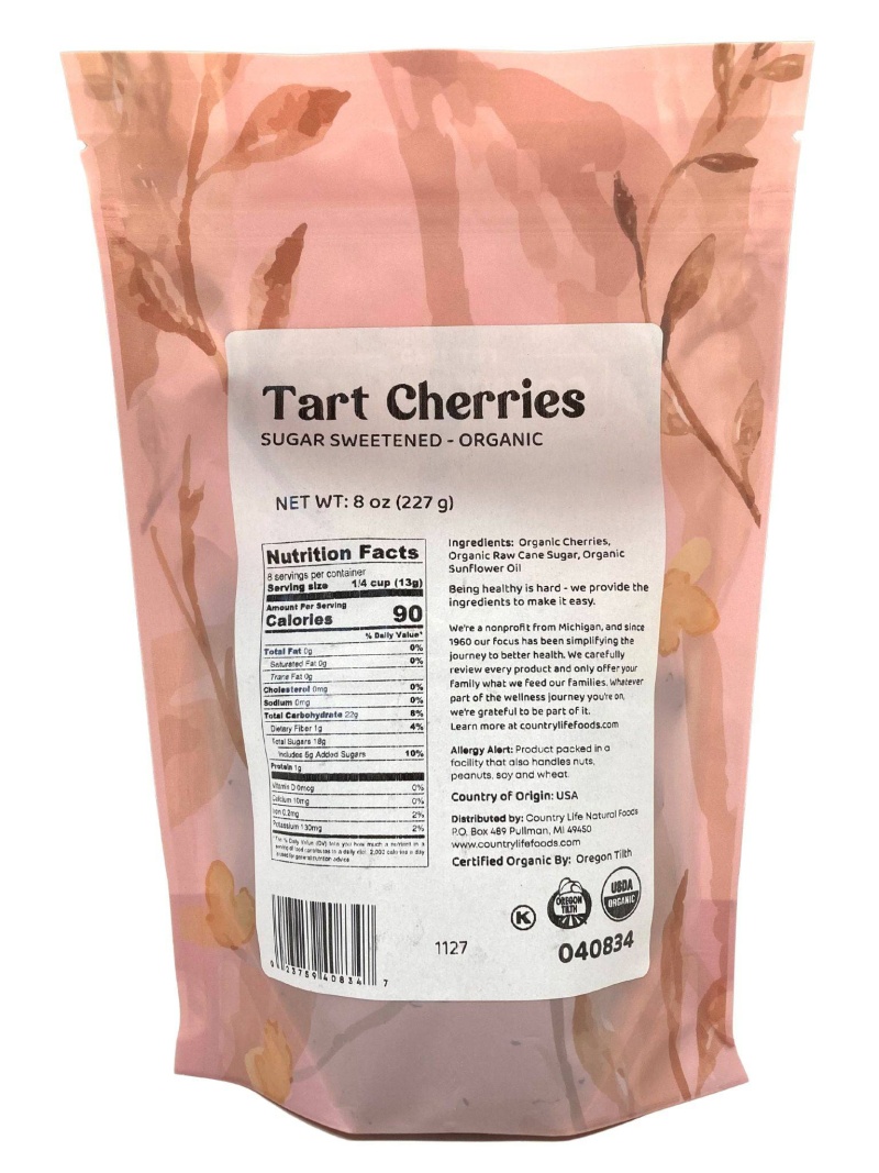Organic Cherries, Tart - Sugar Sweetened