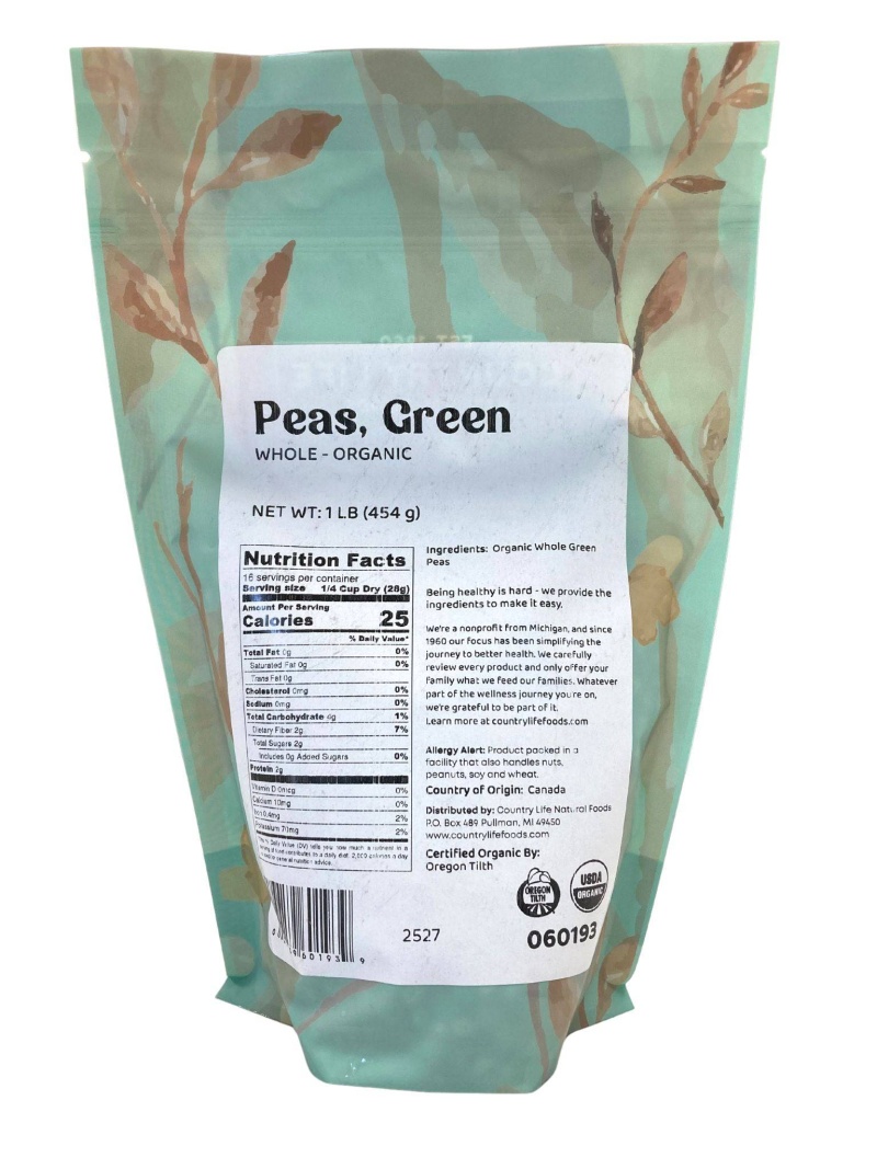 Peas, Green, Organic, Whole