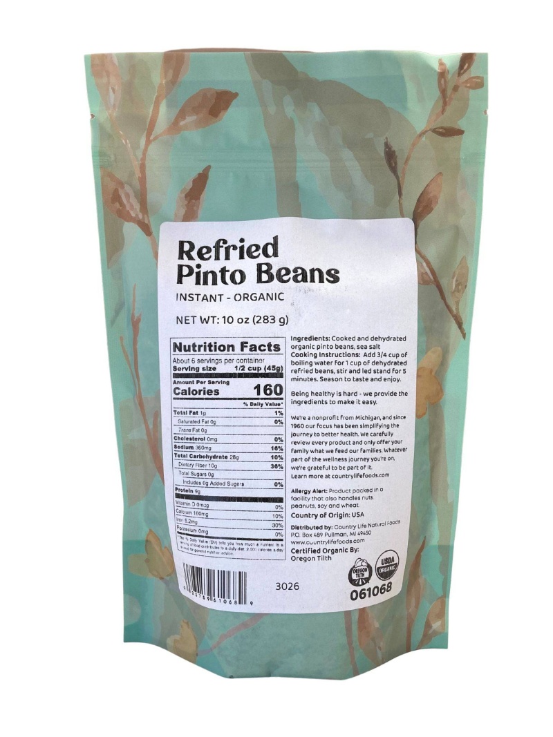 Organic Pinto Refried Beans, Instant