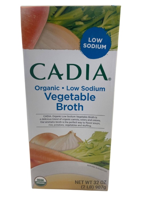 Cadia Organic Vegetable Broth, Low Sodium, 32 Oz