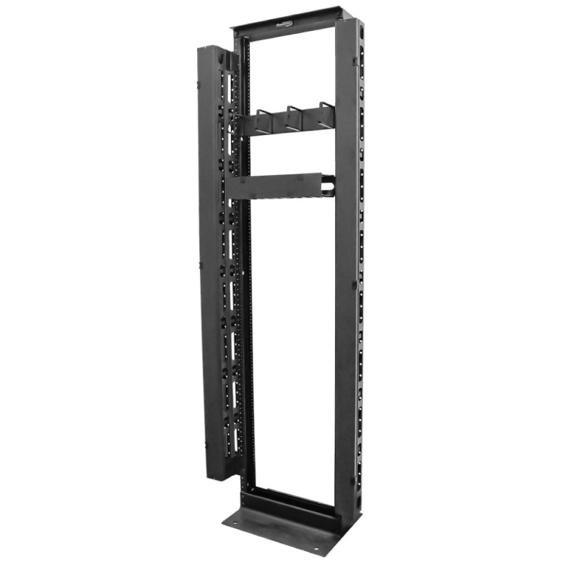 Wavenet – 74” High Double‐Sided Vertical Cable Manager With Hinged Cover For 45U Or Larger 2‐Post And 4‐Post Racks, Metal – Black